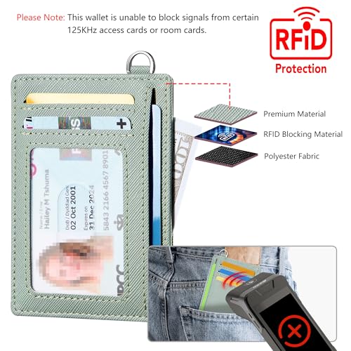 Image of Mayski Slim Wallet, Credit Card Holder for Women, Minimalist Front Pocket RFID Blocking Card Cases, Small Wallet Women Men(Cross Green)