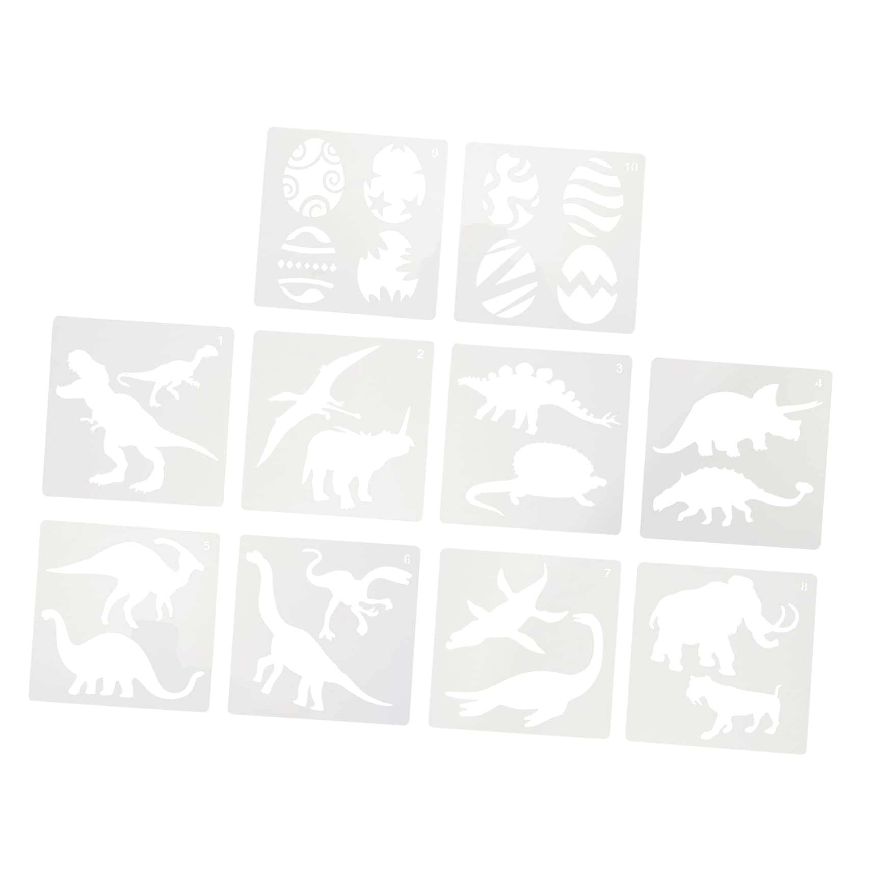 Plantillas de Dinosaurios Reutilizables para Pintura, 10 Piezas