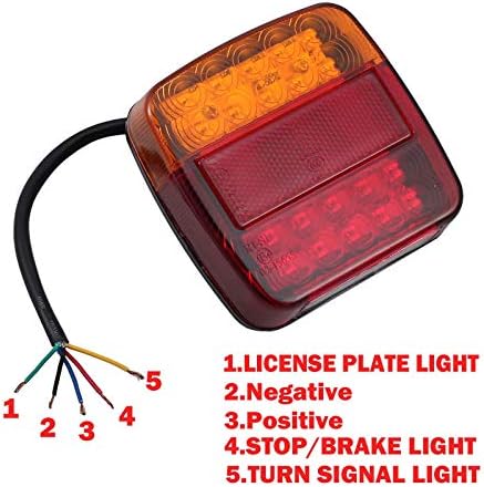 LiNKFOR Rear Truck Lights 2PCS 12V LED Rear Brake Lights Tail Lights 5 Function Turn Signal Lights License Plate Lights Compatible with Trailer Truck Van Caravan E-Mark
