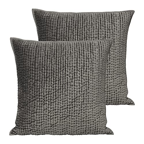 Image of Paoletti Brooklands Polyester Filled Cushions (Twin Pack), Viscose, Cotton, Graphite