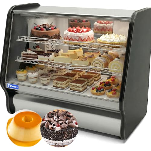 Balcão Vitrine Expositora Refrigerada Fria para Bolos Tortas Doces 1,25m 127V Sebem