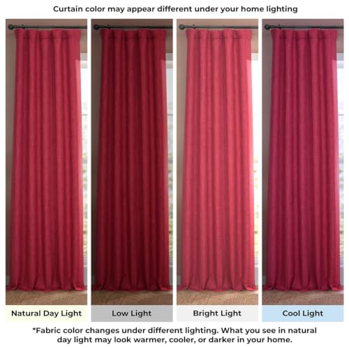 Image of HPD Half Price Drapes - Faux Linen Curtains for Living Room (1 Panel) - 50W X 108L - Textured Room Darkening Curtains for Bedroom 108 Inches Long - Drapes for Home Decor, Cardinal