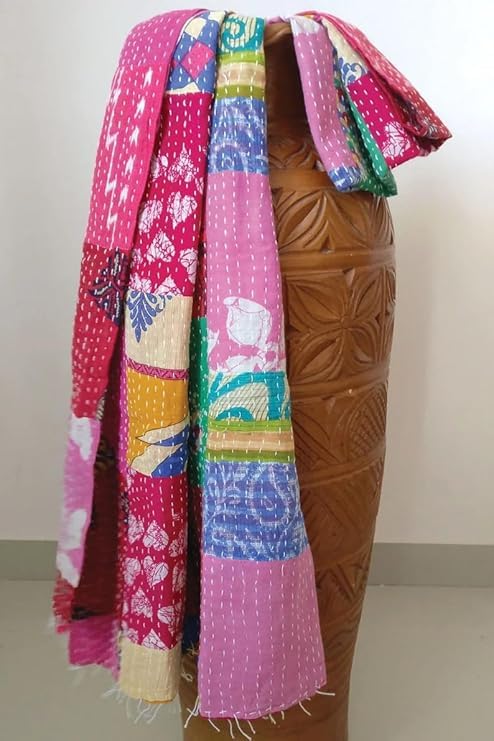 Set of 1 Vintage Cotton Patchwork Kantha Scarf3