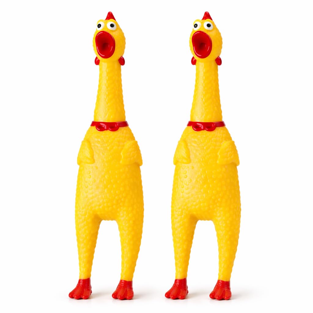 2 Pack Squeaky Chicken Screaming Dog Toy – Funny Loud Rubber Chicken, Interactive Dog Toy for Small & Medium Dogs, Squeezy Chew Toy for Boredom & Training (30cm) — image 1