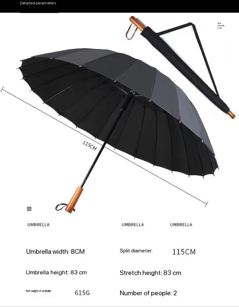 46 Cal bardzo duży parasol golfowy, 24 kości automatyczny długi uchwyt słoneczny parasol ponadgabarytowy parasol golfowy mężczyźni i kobiety (Red)