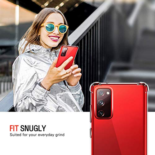 Image of Lustree Back Cover Transparent Case Compatible with Samsung Galaxy S20 FE | Clear + TPU Case with 4 Corner Air Cushion Protection & Camera Protection | Slim& Stylus Cover