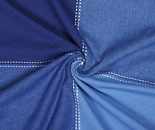 Image of AIRWILL, 200GSM Handloom Cotton Double Bedsheet with 2 Pillow Covers (4-Way Blue)