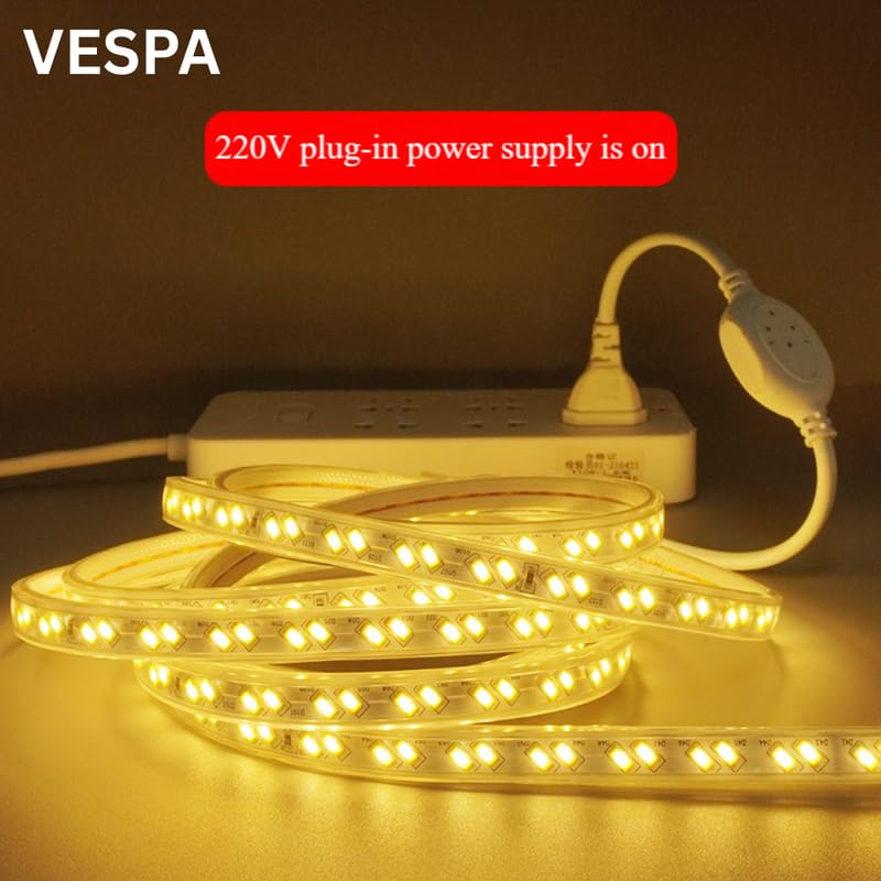 Image of Vespa 5 Meter Waterproof LED Strip Light Warm White - Energy Saving Rope Light for False Ceiling, Room Decor, Diwali, Christmas & Home Decoration