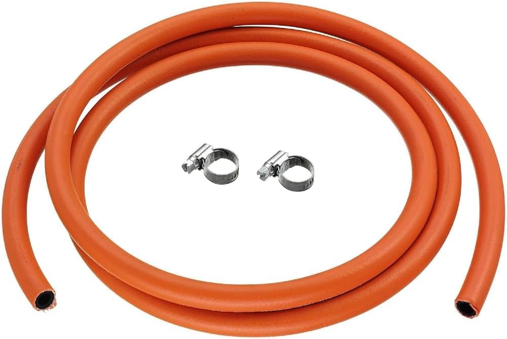Jd Brands Red 5M Lpg Gas Hose 8Mm I/D – Butane/Propane Rubber Hose With 2 Clips – Ideal For Bbqs, Camping Stoves, Heaters & Outdoor Gas Appliances