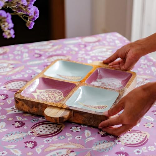 Image of THE YARD HOUSE Wipeable & Anti-Slip Cotton Table Cover for Family Dining, Party. Protects Against Spills, Scratches, Damages (Rosewater & Chestnut, 60 x 90 inch (Rectangle))