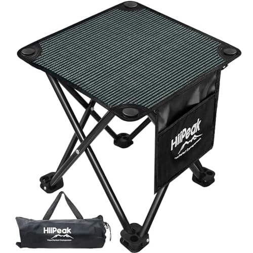 HiiPeak Portable Folding Camping Stool, Folding Stool, Lightweight Foldable Stool with carrying Bag & Waterproof Pocket, For Camping, Fishing, Hiking, Garden, BBQ, Picnic, Sketching