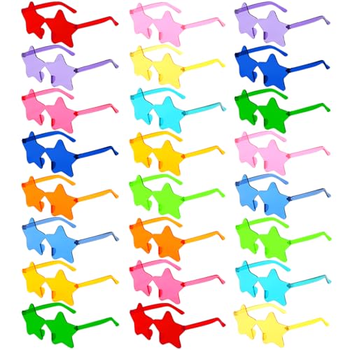 12/24 Pack Rimless Star Sunglasses for Women Men, Fun Pentagram Glasses Colorful Sunglasses Party Favors Set