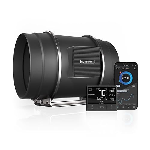 AC Infinity CLOUDLINE PRO T8, Quiet 8” Inline Duct Fan with Temperature Humidity VPD Controller, WiFi Integrated App Control - Ventilation Exhaust Fan for Heating Cooling, Grow Tents, Hydroponics