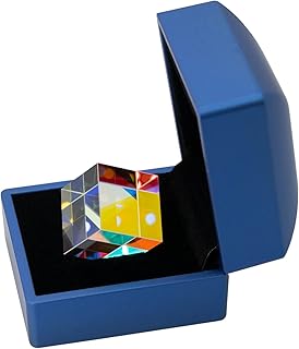 StayMax 0.9 Inch Dichroic X-Cube Prism RGB Dispersion Prism for Physics and Decoration with Blue Storage Box