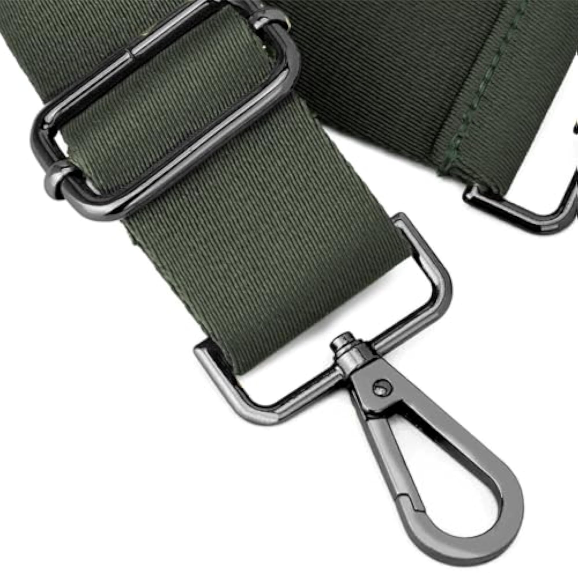 Nickel Buckles Wide Shoulder Strap, Adjustable Olive Green
