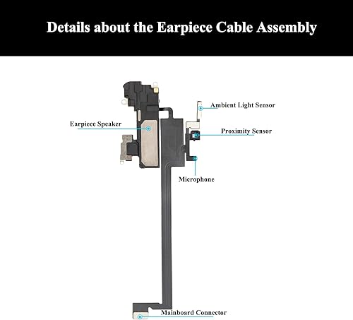 Miniatura 4 de Para iPhone Xs Max Auricular Altavoz y Auricular Pieza de Oído Sensor de Luz de Proximidad Cable Flex con Herramientas de Reparación Compatible con