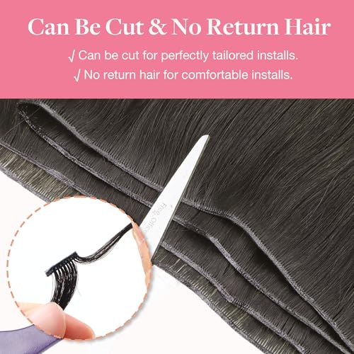 Image of GOO GOO Genius Weft Hair Extensions Human Hair, Sew In Weft Extensions, Seamless Blend & No Bulk Flat, Natural Volume for Women, 1C Mocha Brown 14 Inch 100g