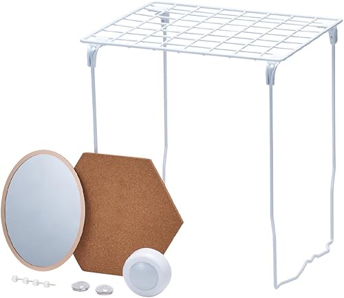 Vista 9 de LockerMate Kit organizador de casillero de 7 piezas, incluye estante de casillero, espejo, pizarra blanca, taza de almacenamiento y marcador de Negro