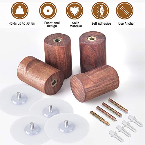 4 Pack Wooden Wall Hooks - Wall-Mounted Natural Wood Coat Hangers Simple Modern Handmade Minimalist Home Decor Wooden Pegs For Hanging Coats Hats Bags Towels #TOP1
