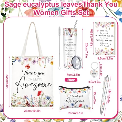 Patelai 6 Pcs Employee Appreciation Gifts Set for Women Female, Thank You Gift for Graduation CNA Week Social Work Teacher Nurse Coworker Staff, Inspirational Cup Bag Pen Journal Keychain, Wildflowers by Patelai - Used condition - Image 2