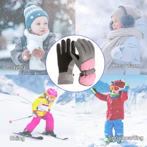 Genérico Guantes de esquí para niños y niñas engrosamiento invierno algodón frío deportes impermeables a prueba de viento guantes de nieve para niños y niñas - imagen 2