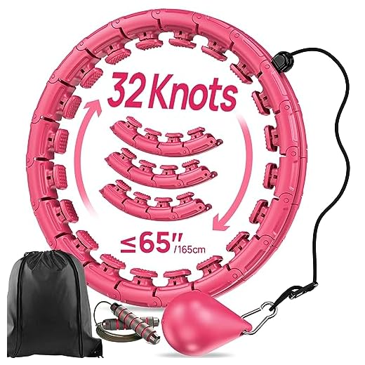 APzek Weighted Exercise Hoop Plus Size, 32 Knots Detachable & Size Adjustable for All People, 2 in 1 Abdomen Fitness Massage Non Fall Smart Hooola Hoop with Auto Spinning Ball