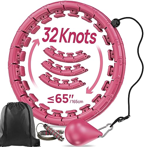 APzek-Weighted-Exercise-Hoop-Plus-Size-32-Detachable-Knots-for-Adults-Beginners-2-in-1-Abdomen-Fitness-Massage-Non-Fall-Smart-Hooola-Hoop-with-Auto-Spinning-Ball