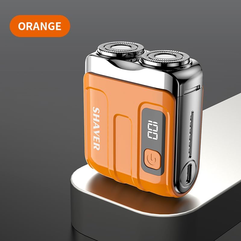 Men's Electric Shaver, MINI Shaver, Wireless Charging, Long Battery Life, Wet/Dry Shaving, Digital Battery Indicator, Portable Shaver, Light Orange