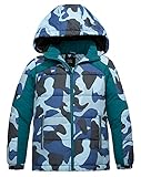 ZSHOW Boys' Light Puffer Jacket Hooded Fleece Lined Outerwear Coat(Blue Camouflage,14-16)