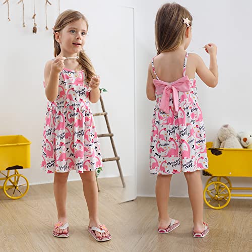 Toddler Summer Dress Dinosaur Backless Sundress Baby Girl Bowknot Dresses Birthday Beach Dress2
