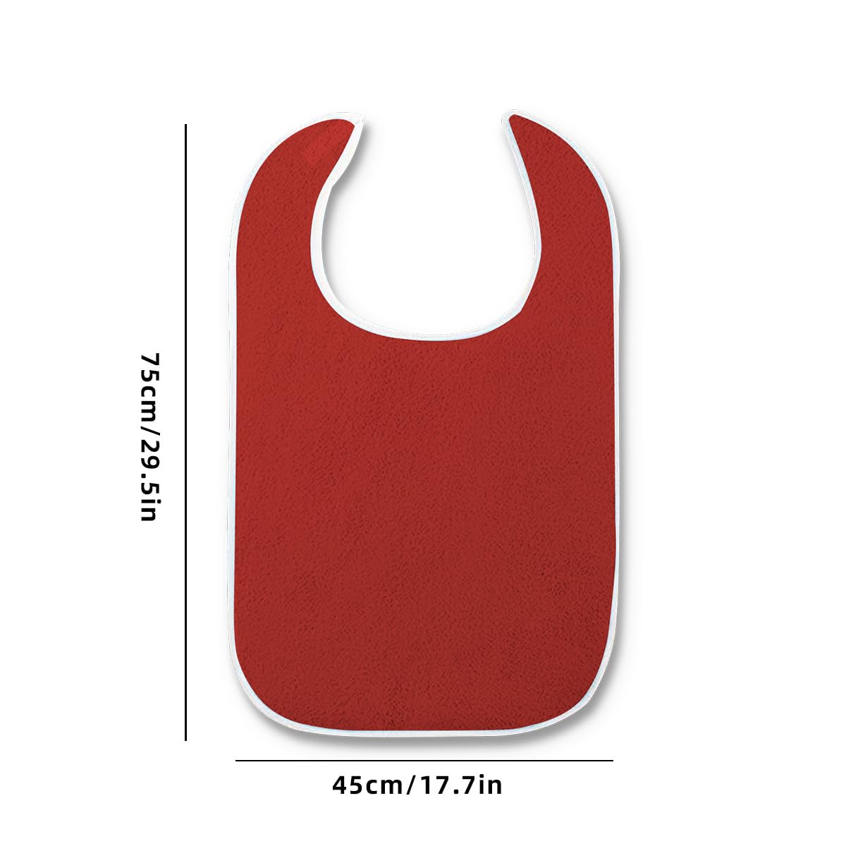 CUREPACK Adult Bibs - Waterproof Apron Set for Men, Women for Eating with Adjustable Strap - Washable Reusable Large Terry Cloth for Elderly, Seniors and Disabled | Red | Set of 1 - Image 7 thumbnail