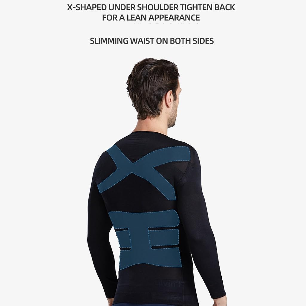 HLTYGWX Fajas para Hombres Control de Barriga Ocultar Compresión Adelgazante Traje de Barriga Cuerpo Transpirable Manga Larga