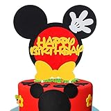 BeYumi Mickey Inspired Birthday Cake Topper, Happy Birthday First Birthday Cake Topper Party Cake Decoration Supplies for Boys and Girls