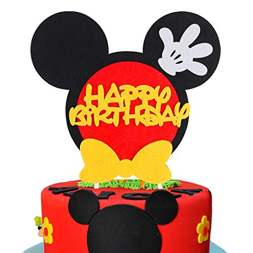 BeYumi Mickey Inspired Birthday Cake Topper, Happy Birthday First Birthday Cake Topper Party Cake Decoration Supplies for Boys and Girls