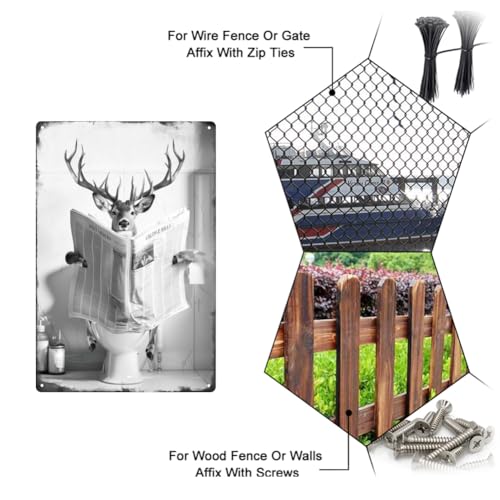 SUPERDANT Deer Reads Newspaper Metal Sign, 30x20cm/11.8x7.8in, Humor Theme, Wall Mount, Decorative Sign for Bathroom Toilet, Bedroom - Image 4