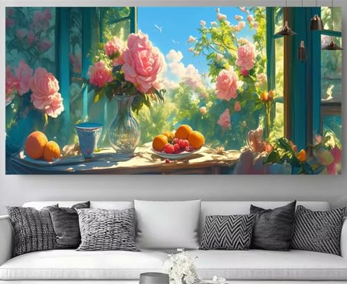 Diamond Painting de Rosa 30x60cm para decorar tu salón con manualidades elegantes