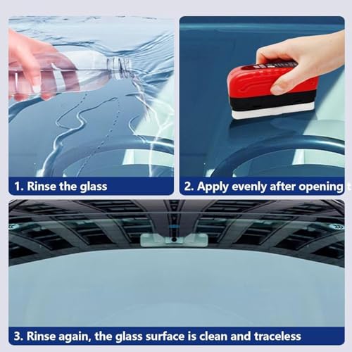 Image of Car Glass Oil Film Remover Brush with Built-in Cleaning Liquid Dispenser - Windshield Oil Film Cleaner for Car Windows, Rear View Mirrors & Auto Glass Surface Cleaning Tool
