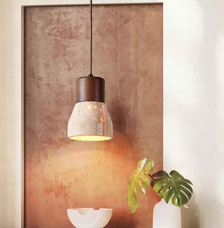 Éclairage suspendu LED en pierre jaune naturelle pour chambre et salon
