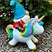 Mood Lab Garden Gnome Statue - Garden Gnome Riding Unicorn - 8.3 Inch Tall Lawn Figurine - for Outdoor or House Decor - Funny Yard & Patio Decoration