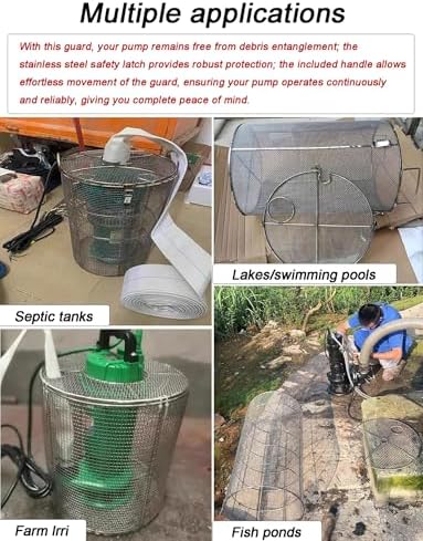 Stainless Steel Submersible Pump Guard - 1mm Mesh Filter Cover to Prevent Clogging for Sump, Pond, Sewage, and Well Pumps - Durable Protective Accessory