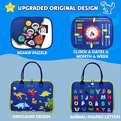 Jiosdo Toddler Busy Board, Montessori Toy for 1 2 3 4 5 Year Old, Educational Learning Toys, Busy Books for Toddlers, Sensory Activity Board for Fine Basic Dress Motor Skills, Gift for Boys Girls