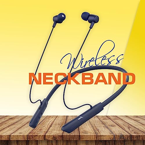 Image of Unix UX-700 Horizon Wireless Neckband | 34-Hour Playtime | Extra Bass | Magnetic Earbuds | Bluetooth Headset with Mic | Sweatproof | Ergonomic Fit | 200mAh Battery | Hands-Free Calling (Blue)