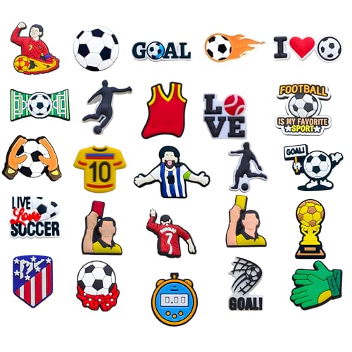 25 st fotbollskrokodilberlocker, pojkar fotbollsjibbitzkrokodilberlocker barn vuxna gör-det-själv skotillbehör skodekorationberlocker