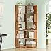 LITTLE TREE 6-Shelf Corner Bookshelf, 65” Tall L Shaped Bookcase, 6-Tier Industrial Corner Shelf Storage Display Rack for Living Room Home Office, Wood Grain Walnut
