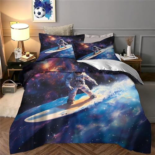 Housse de couette astronaute 3D parure de lit spatiale 140x200 cm - 6