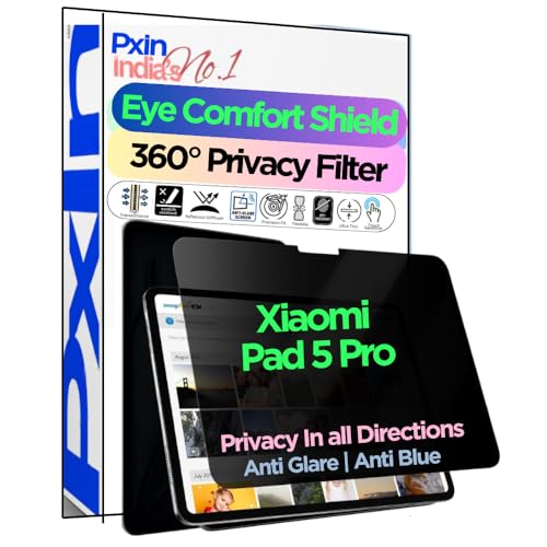 Image of PxIn Tablet Privacy Screen Guard compatible with Xiaomi Pad 5 Pro | No.1 | Anti Glare | Anti Blue Light | Anti UV | 4 Way Privacy Filter | 360 Privacy | Eye Protect