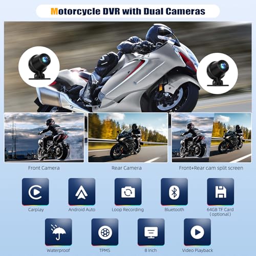 Pantalla Carplay para Motocicleta 8.1'' IPS Waterproof miniatura 3