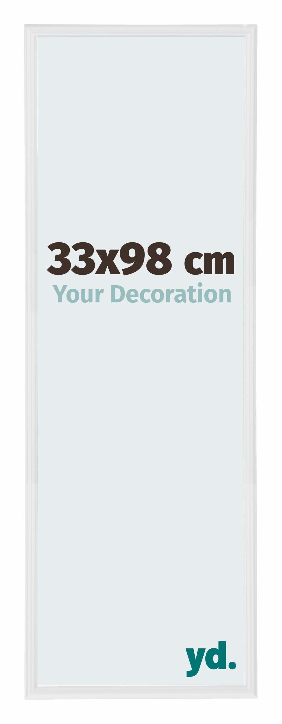 Your Decoration - Picture Frame 33x98 cm - White High Gloss - Decorative Wall Frame in Plastic with Antireflection - Frame 33x98 - Annecy