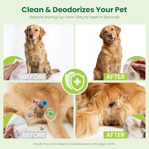 Pet Wipes for Dogs & Cats, Extra Moist & Thick Grooming Puppy Wipes with 100 Fresh Counts, Aloe Vera/Nature - Image 6