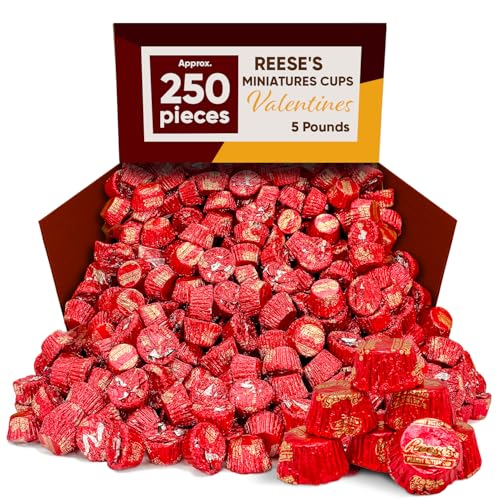 Miniatures Peanut Butter Chocolate Cups Valentine Edition 5 Pounds (Approx. 250 Pieces) â€“ Individually Wrapped Bulk Candy